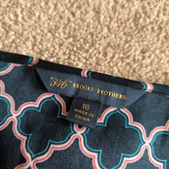 Brooks Brothers Geometric Monogram Preppy Quiet Luxury Old Money Top Blouse 16 - Picture 4 of 8